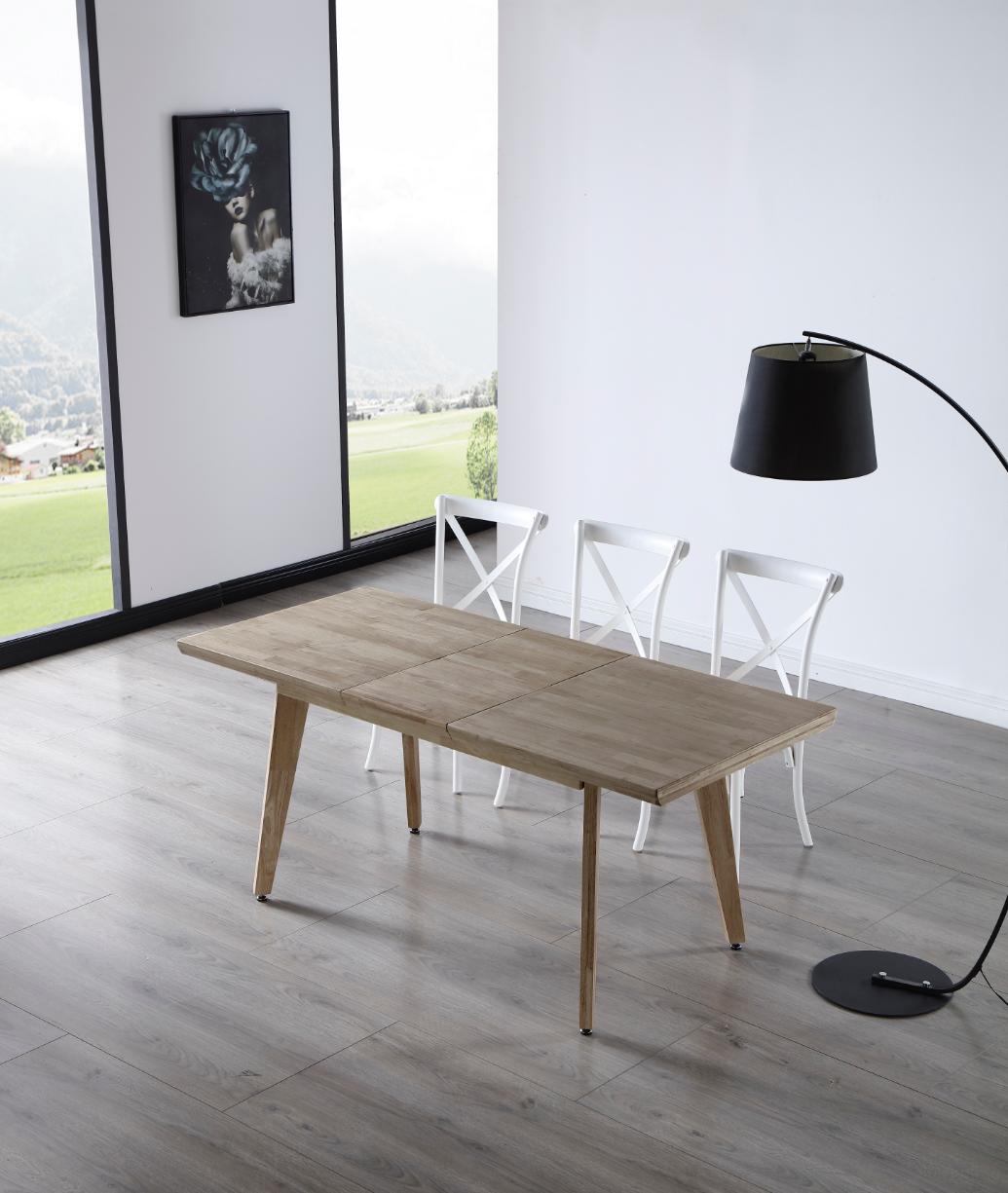 Mesa de comedor de madera de roble EXTENSIBLE HONEY-4
