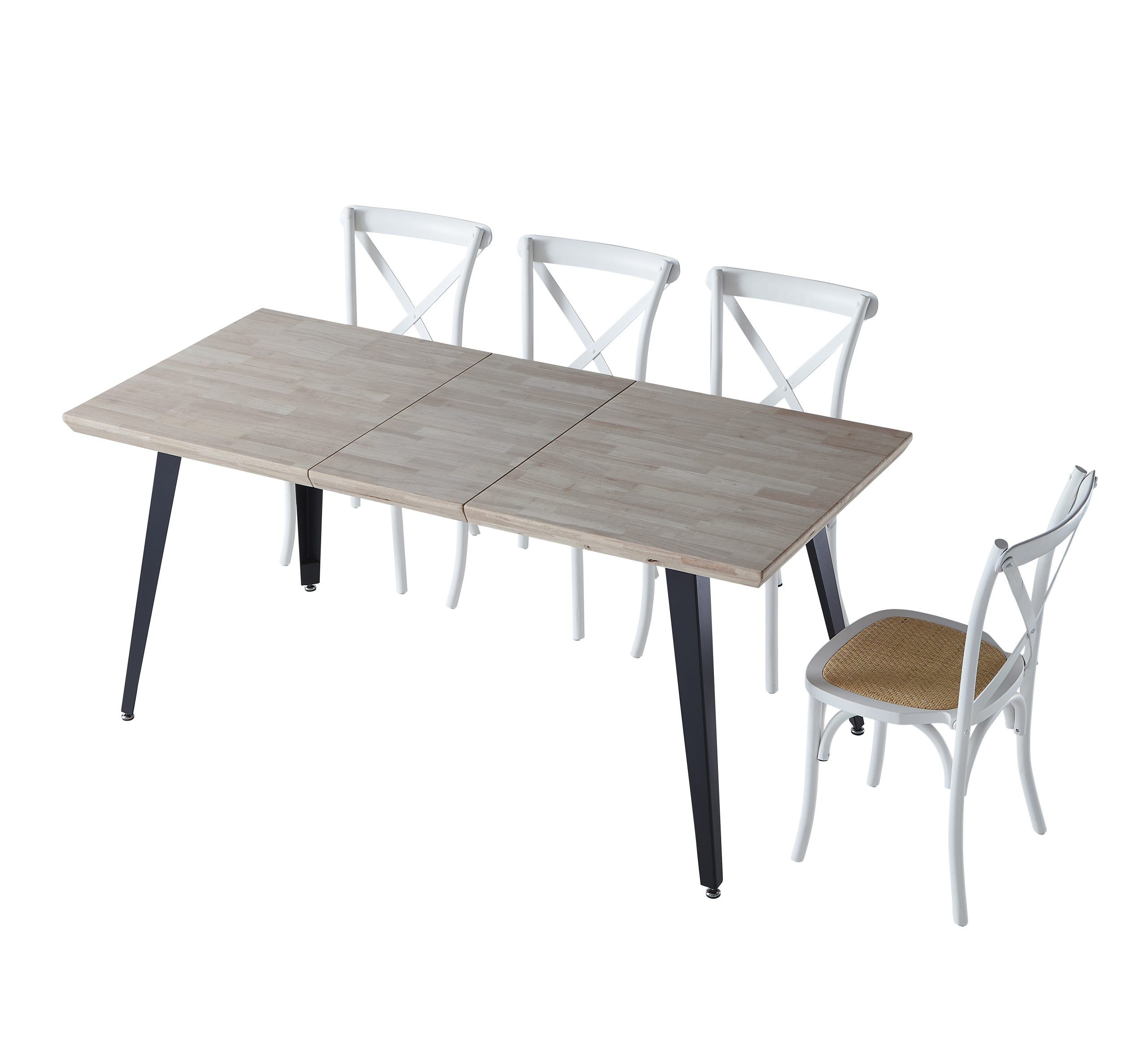 Mesa de comedor extensible de madera de roble honey negro-3