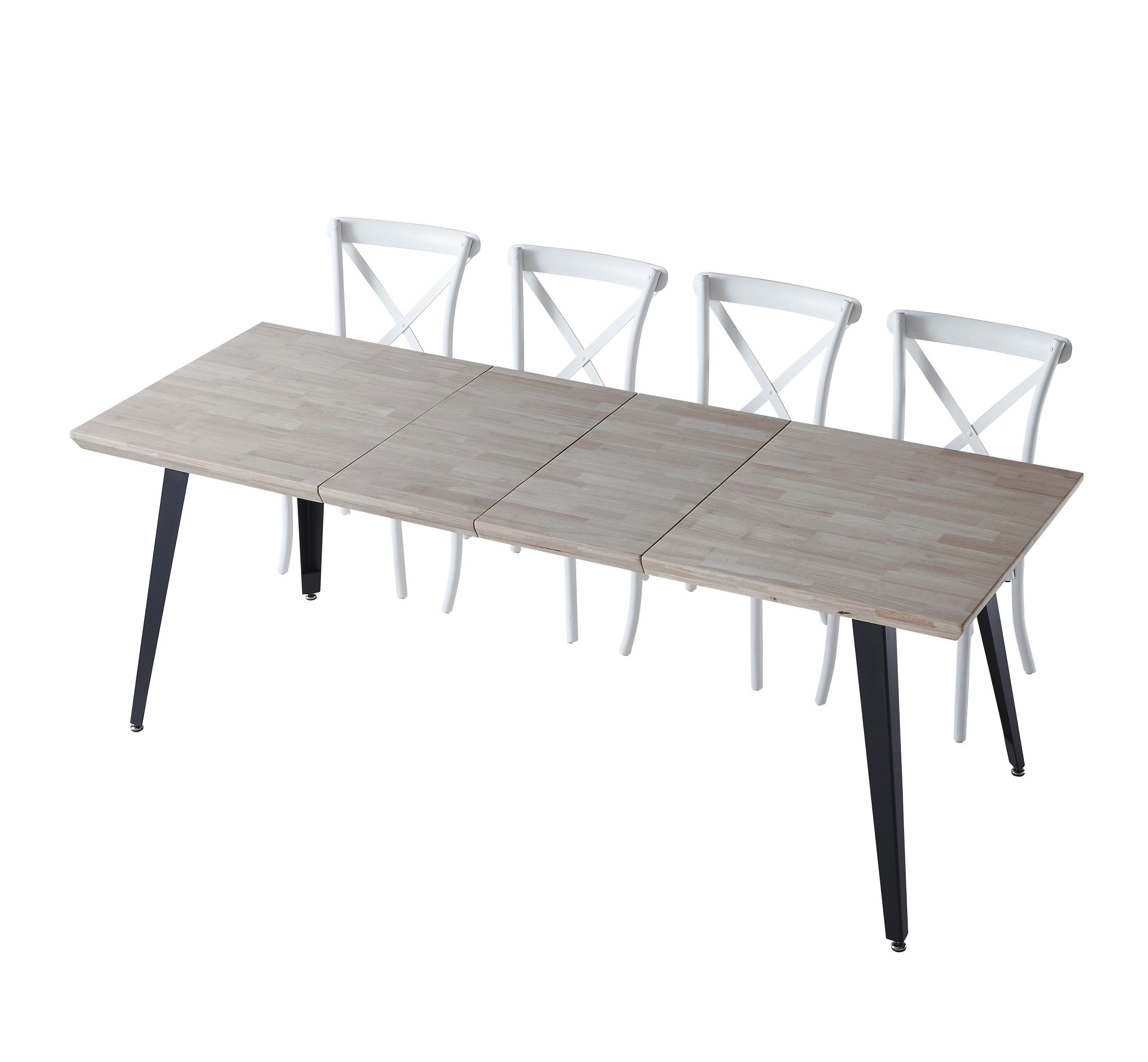 Mesa de comedor extensible de madera de roble honey negro-4