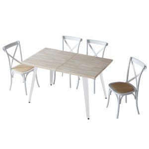 Mesa de comedor extensible de madera de roble nordish blanco-2