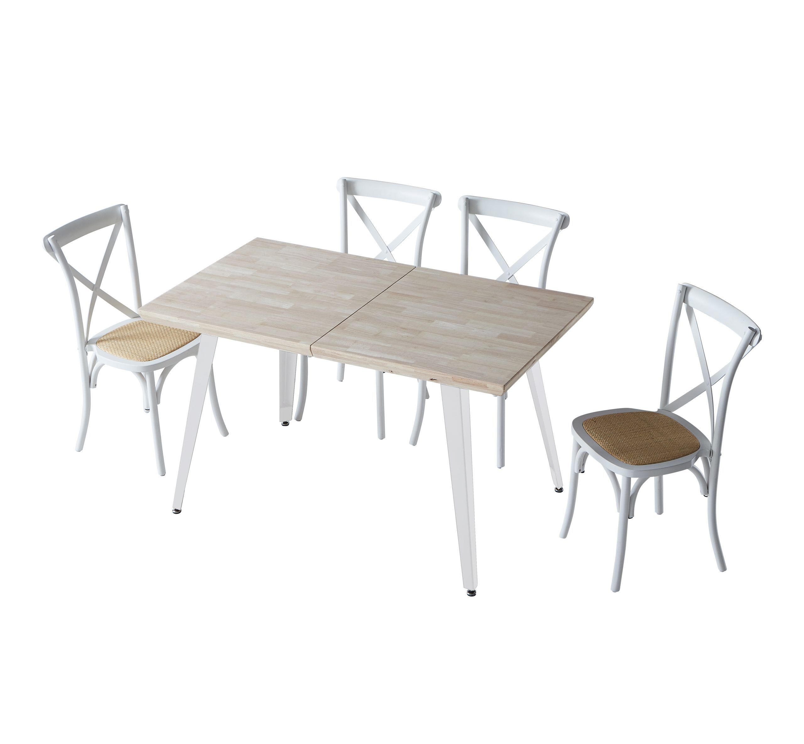 Mesa de comedor extensible de madera de roble nordish blanco-2
