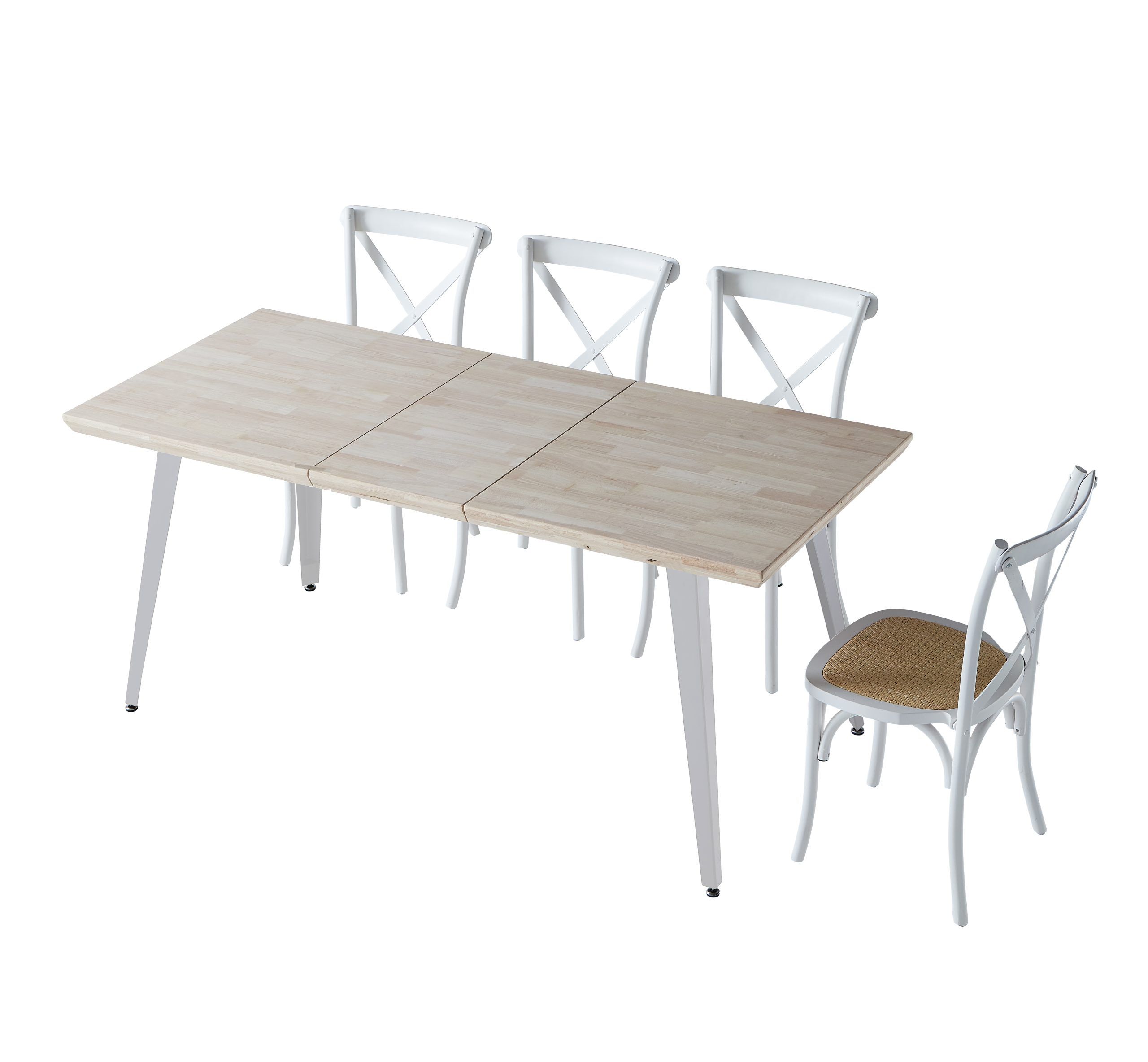 Mesa de comedor extensible de madera de roble nordish blanco-3