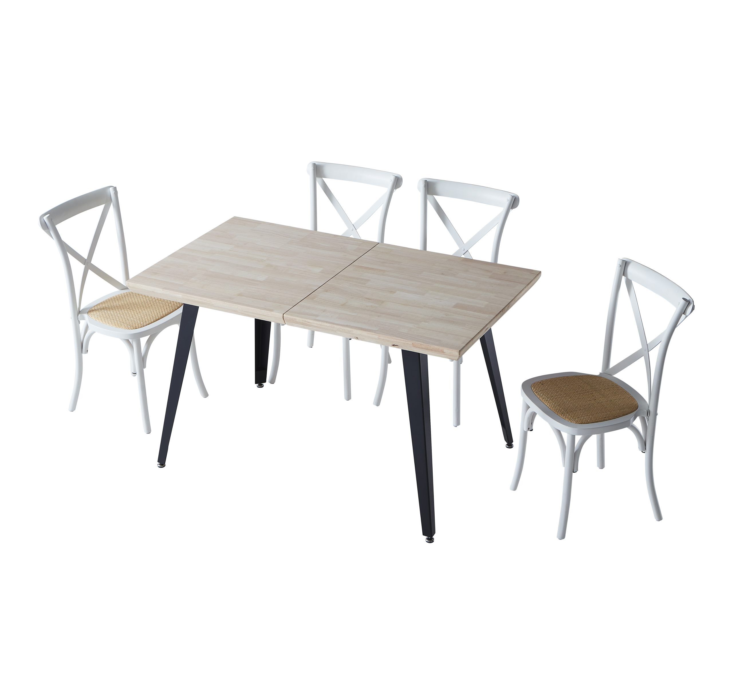 Mesa de comedor extensible de madera de roble nordish negro-2