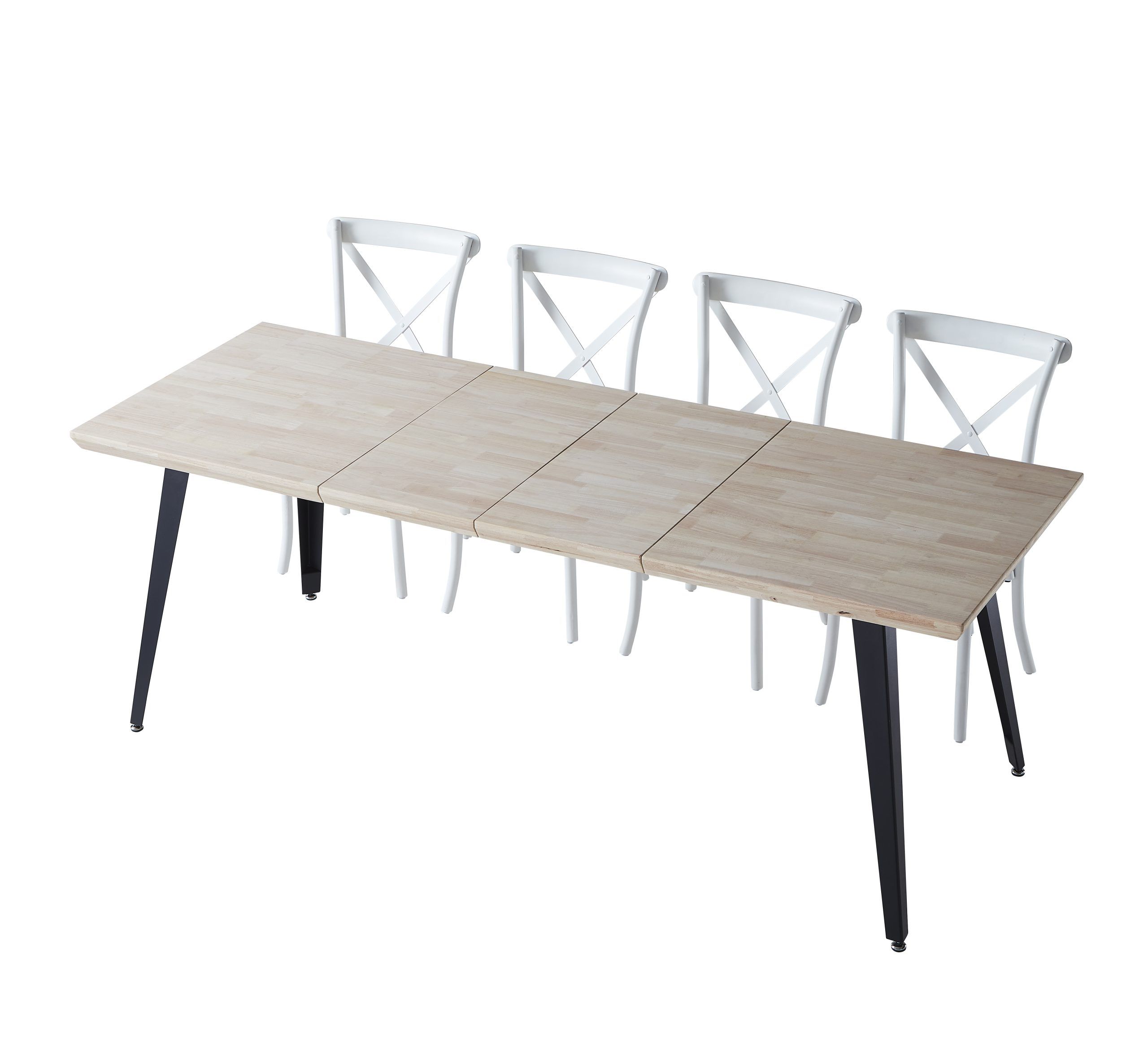 Mesa de comedor extensible de madera de roble nordish negro-4