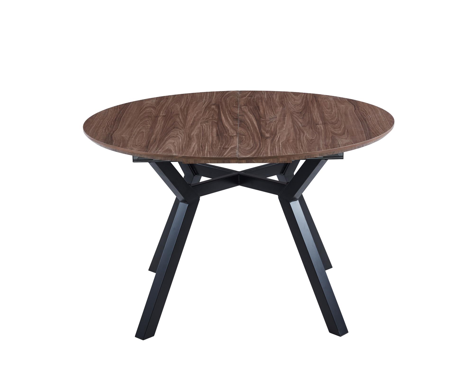 Mesa de comedor redonda extensible con guías metálicas_ext_nogal_negro-2