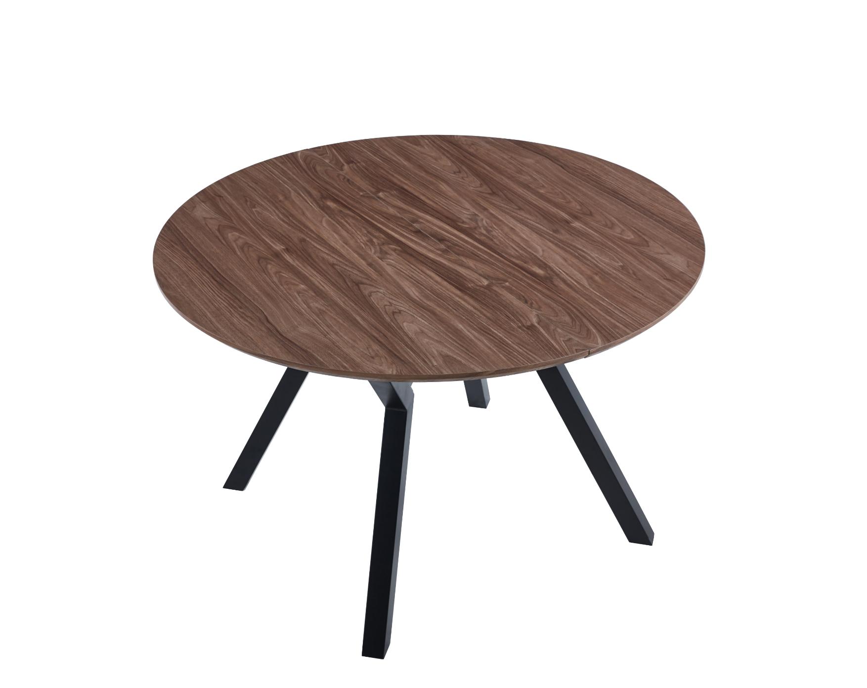 Mesa de comedor redonda extensible con guías metálicas_ext_nogal_negro-3