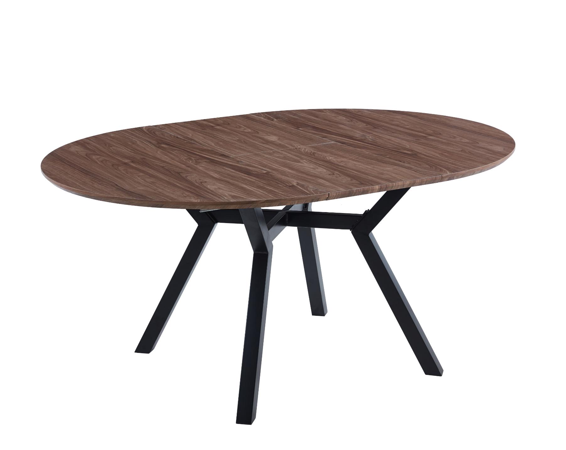 Mesa de comedor redonda extensible con guías metálicas_ext_nogal_negro-4