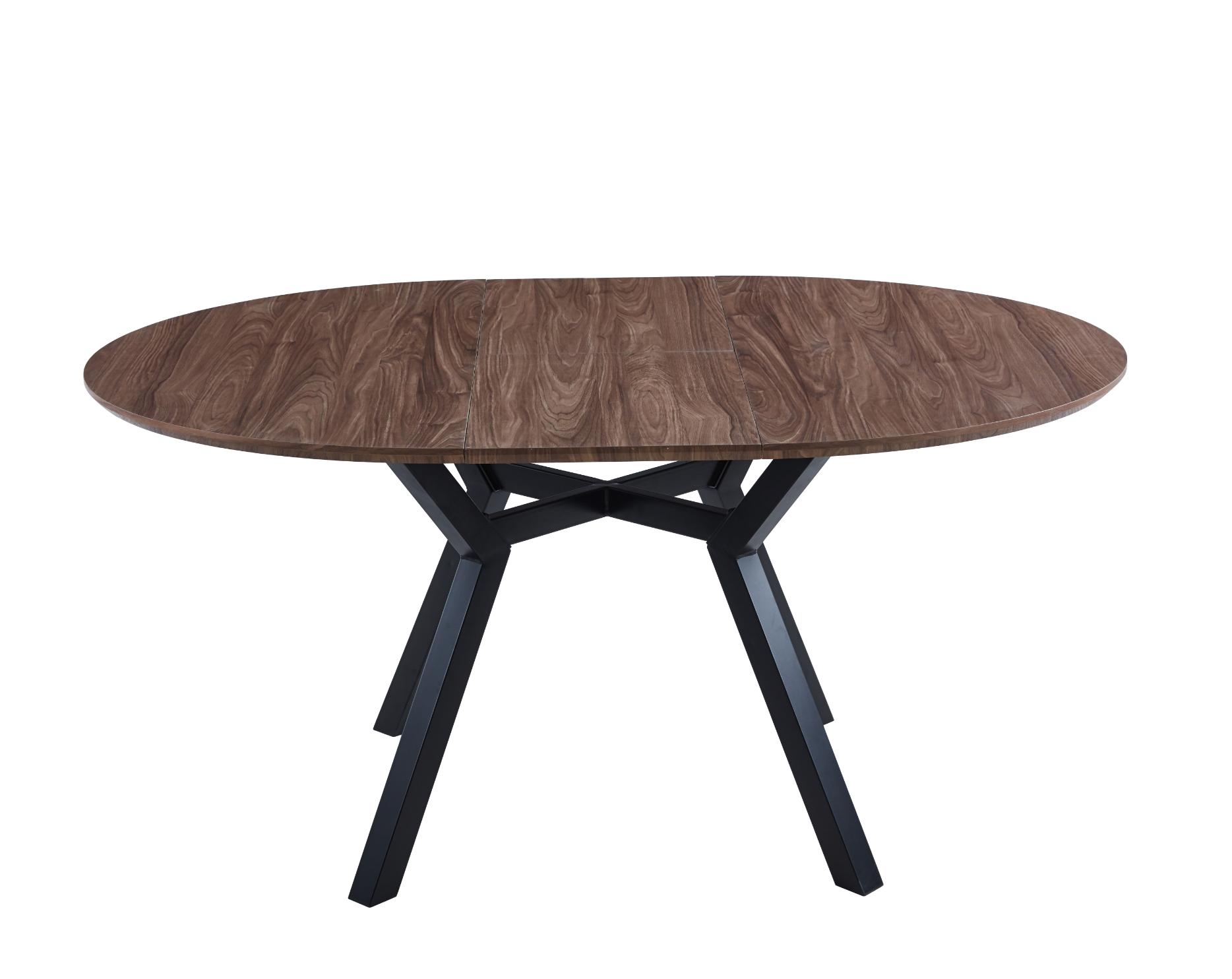 Mesa de comedor redonda extensible con guías metálicas_ext_nogal_negro-5
