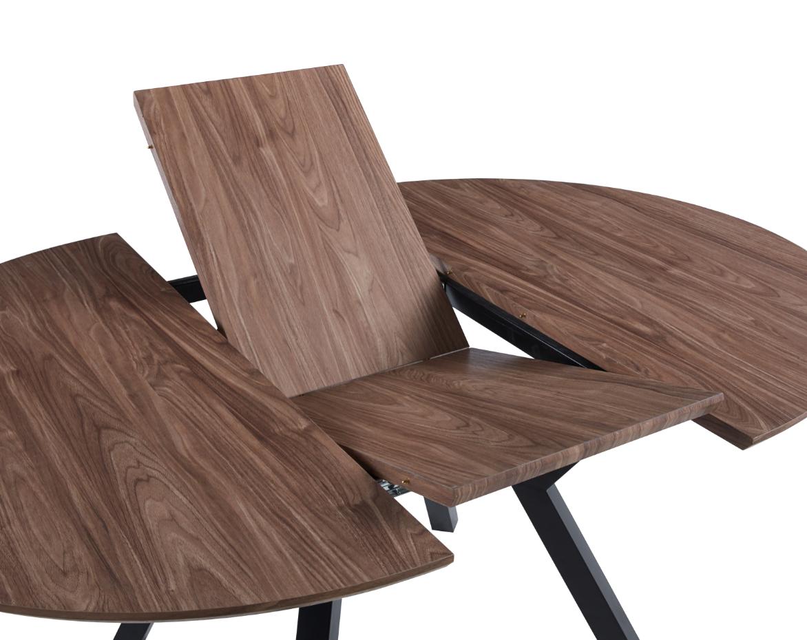 Mesa de comedor redonda extensible con guías metálicas_ext_nogal_negro-7