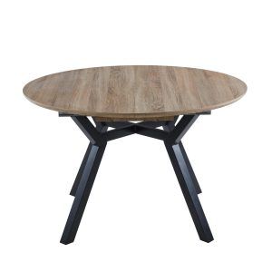 Mesa de comedor redonda extensible con guías metálicas_ext_oak_negro-2
