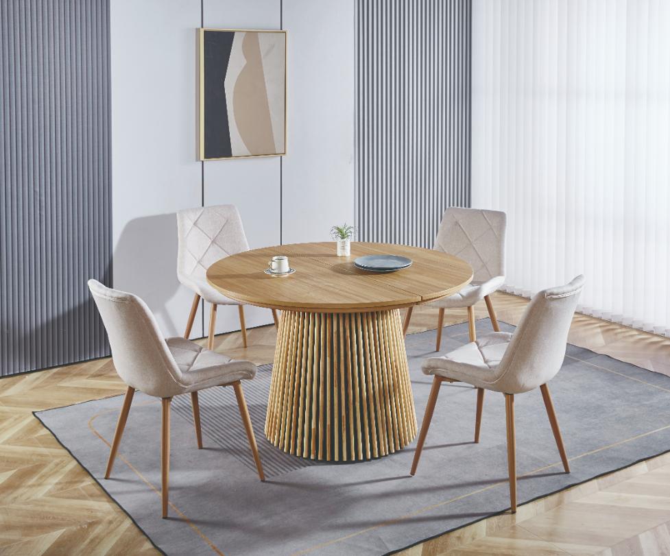 Mesa de comedor redonda extensible patas en palillería