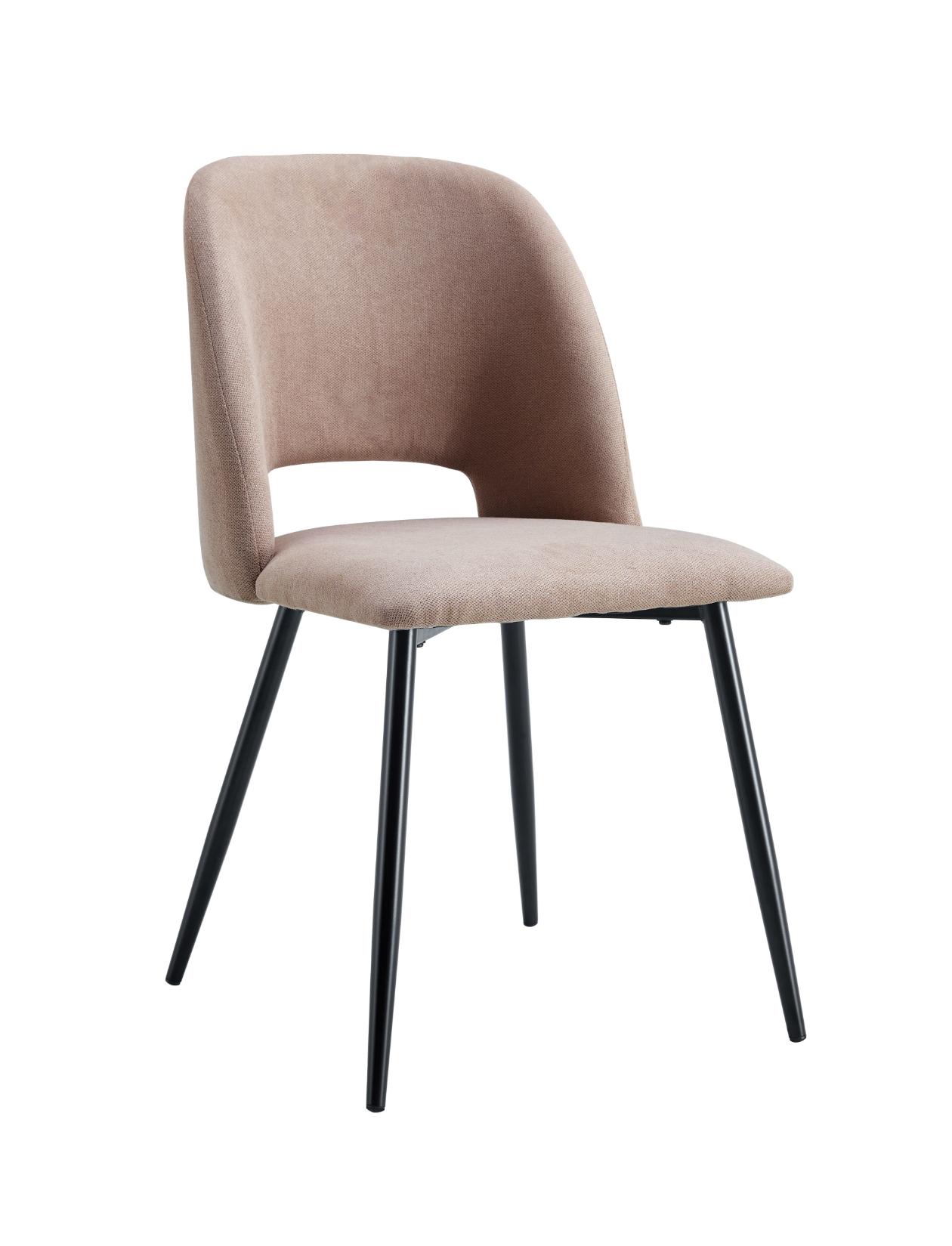 Silla de comedor tapizada con patas metálicas beige-1