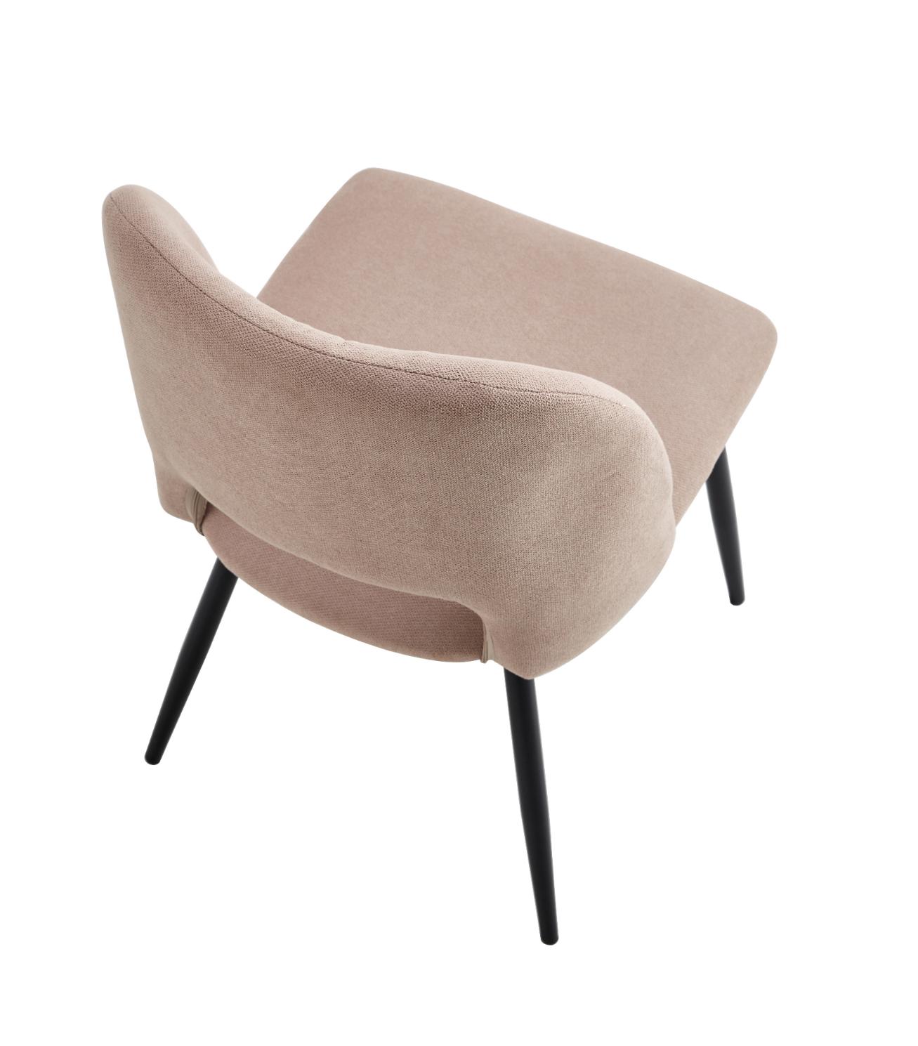 Silla de comedor tapizada con patas metálicas beige-2