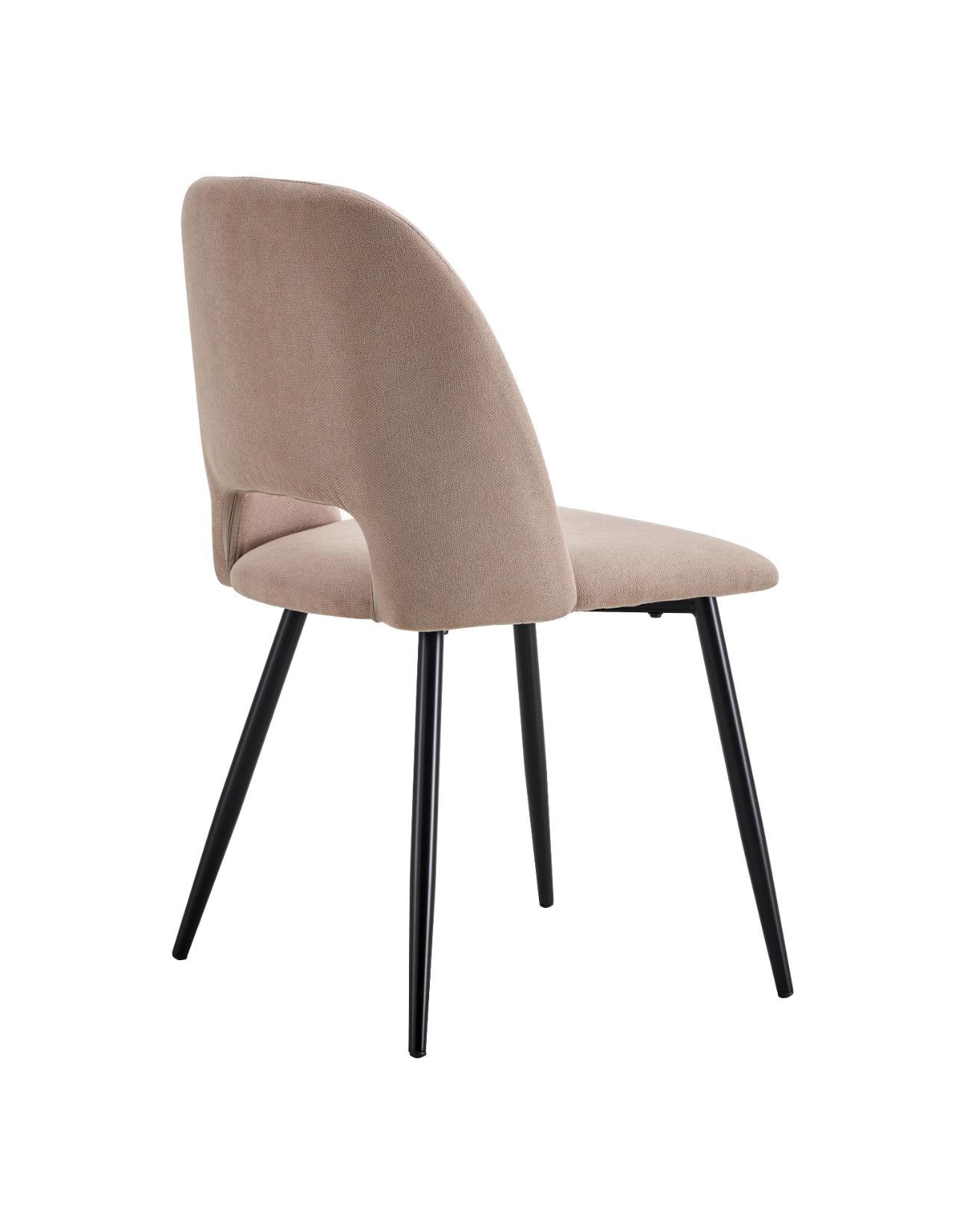 Silla de comedor tapizada con patas metálicas beige-3