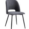 Silla de comedor tapizada con patas metálicas gris1 Silla de comedor tapizada con patas metálicas gris1