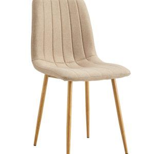 silla de comedor tapizada con costuras decorativas beige oak-1