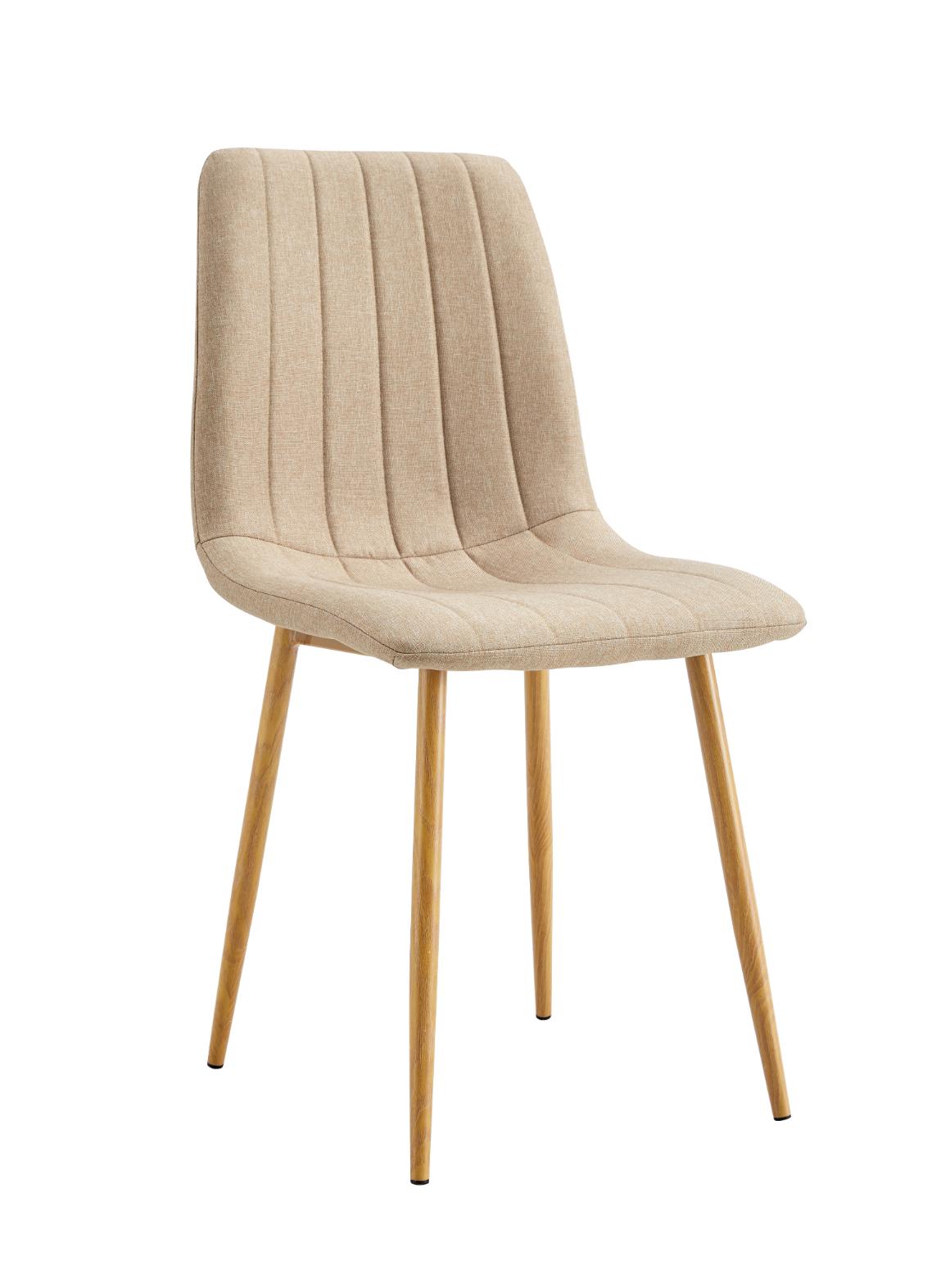 silla de comedor tapizada con costuras decorativas beige oak-1