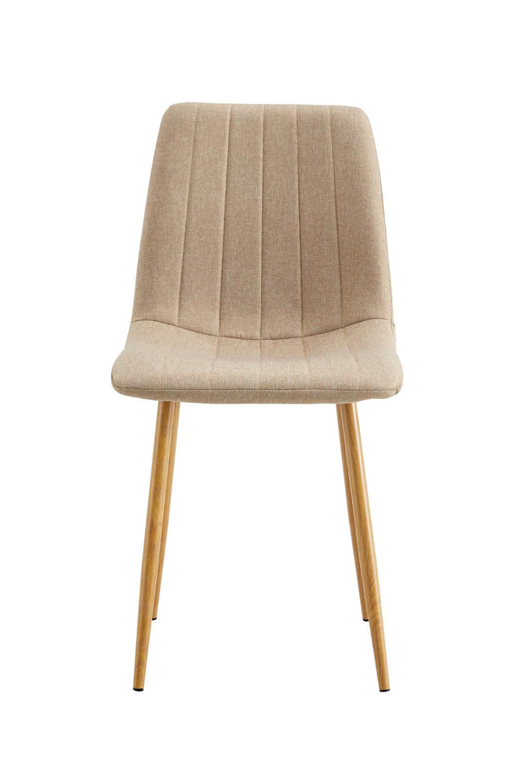 silla de comedor tapizada con costuras decorativas beige oak-2