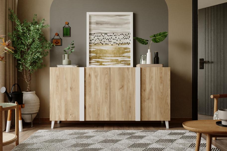 Aparador roble y blanco 160 cm