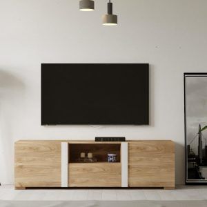 Bajo tv estilo estilo moderno roble y blanco180 roble