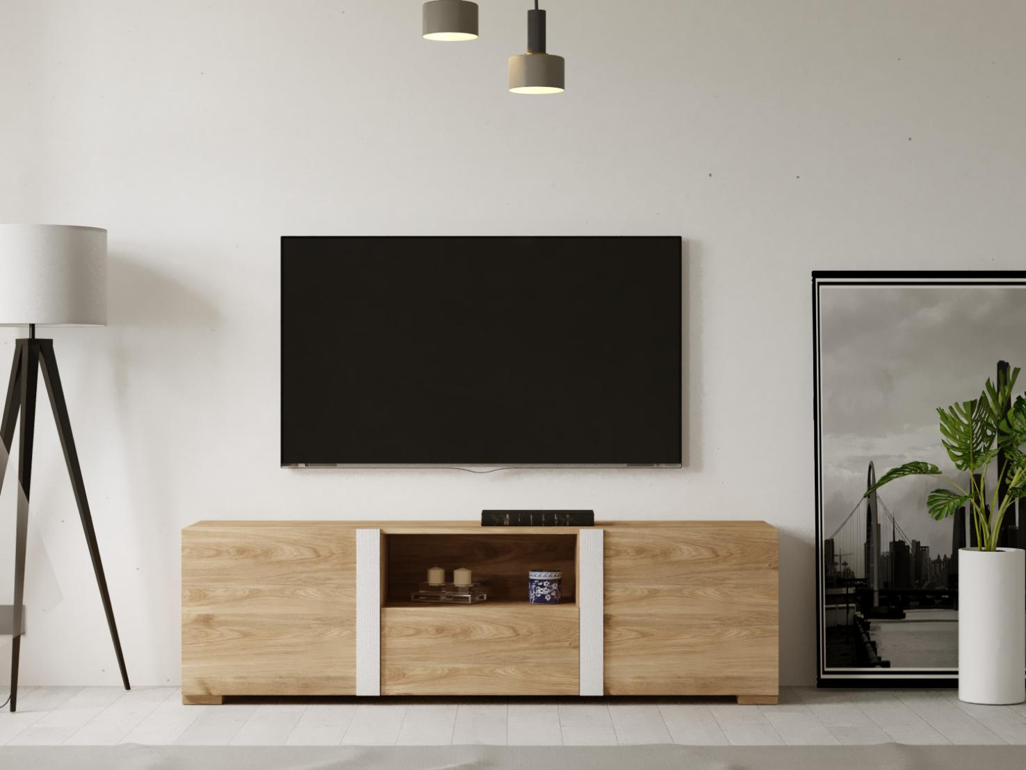 Bajo tv estilo estilo moderno roble y blanco180 roble Bajo tv estilo estilo moderno roble y blanco180 roble