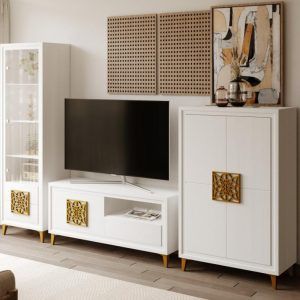 Salón blanco tirador mandala dorado 283 cm