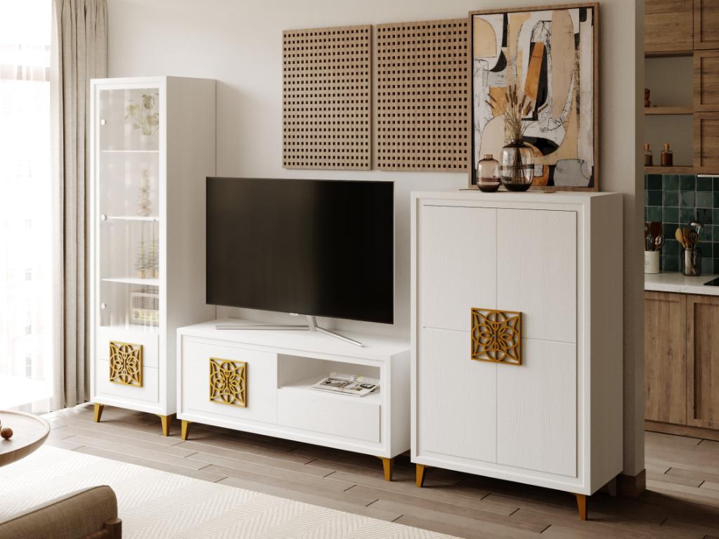 Salón blanco tirador mandala dorado 283 cm