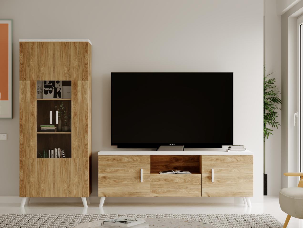 Salón estilo nórdico con patas blancas 260 cm