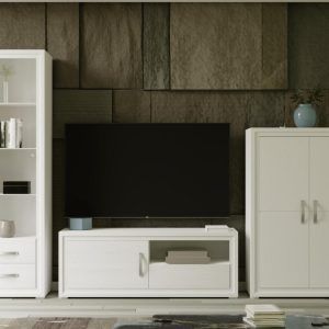 Muebles de salón blanco tirador plateado 283 cm