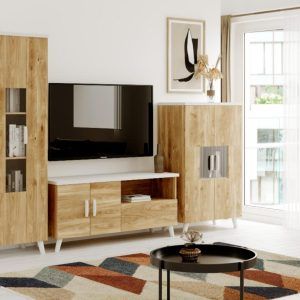 salón estilo nórdico roble de 280 cm