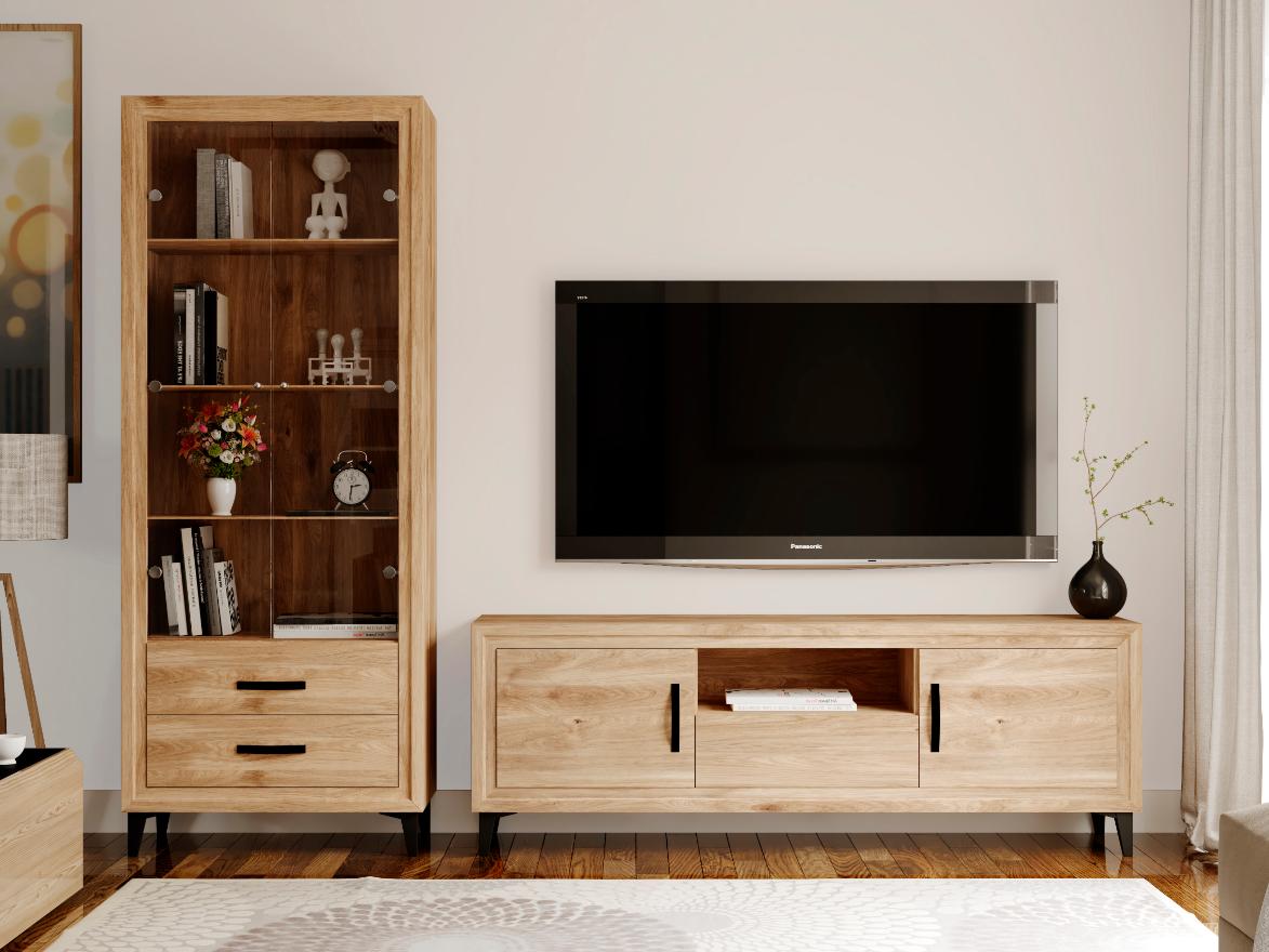 Salón roble con tirador negro 260 cm