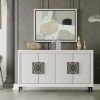 Aparador blanco con tirador de mandala 160 cm Aparador blanco con tirador de mandala 160 cm