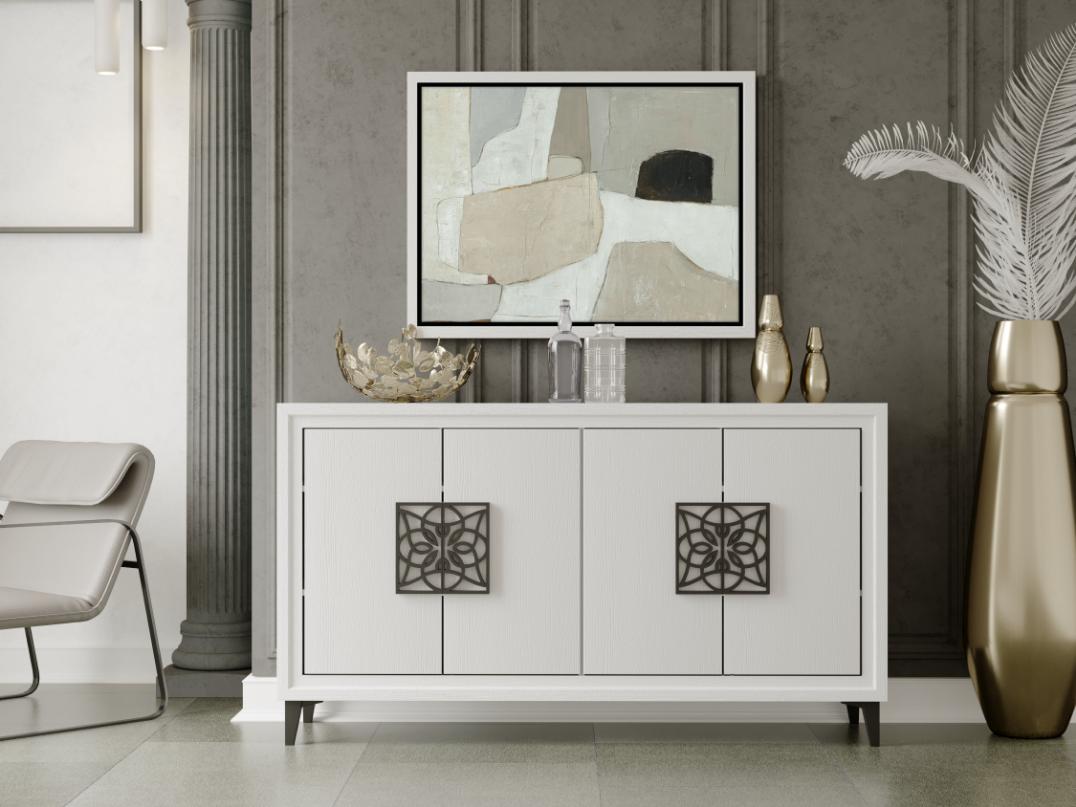 Aparador blanco con tirador de mandala 160 cm