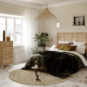 Dormitorio de matrimonio roble cabecero liso