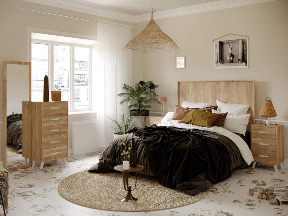 Dormitorio de matrimonio roble cabecero liso