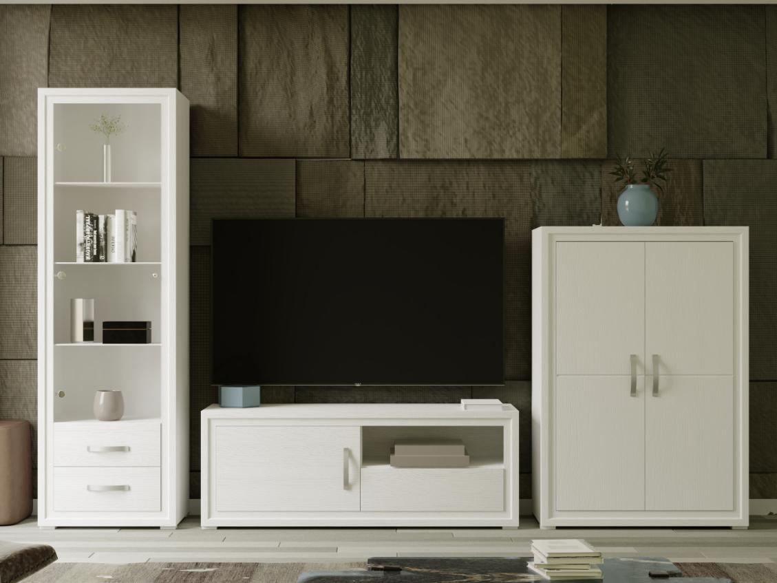 Salón blanco con tirador plata 283 cm