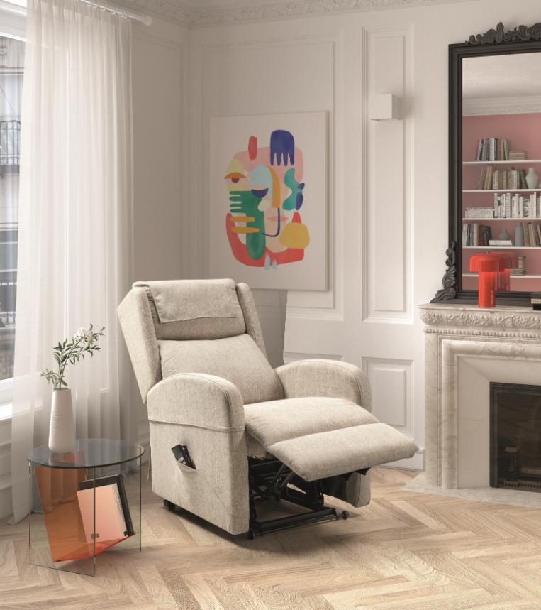 Sillón Relax eléctrico levanta personas beig abierto 1