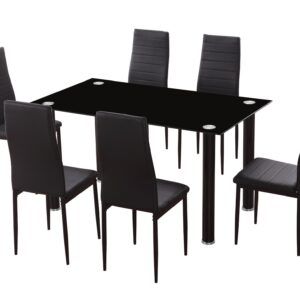 Mesa comedor fija rectangular negra CONJUNTO_NEGRO