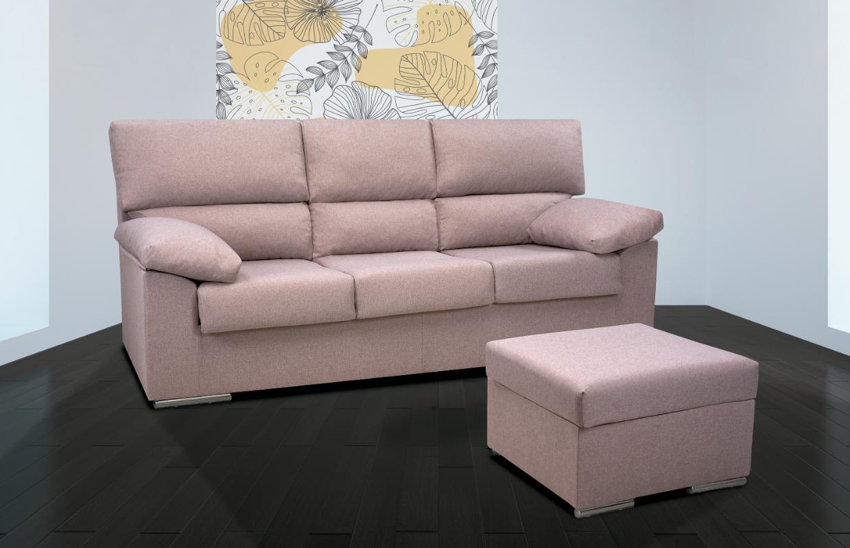 Sofá con puff madera pino y aglomerado