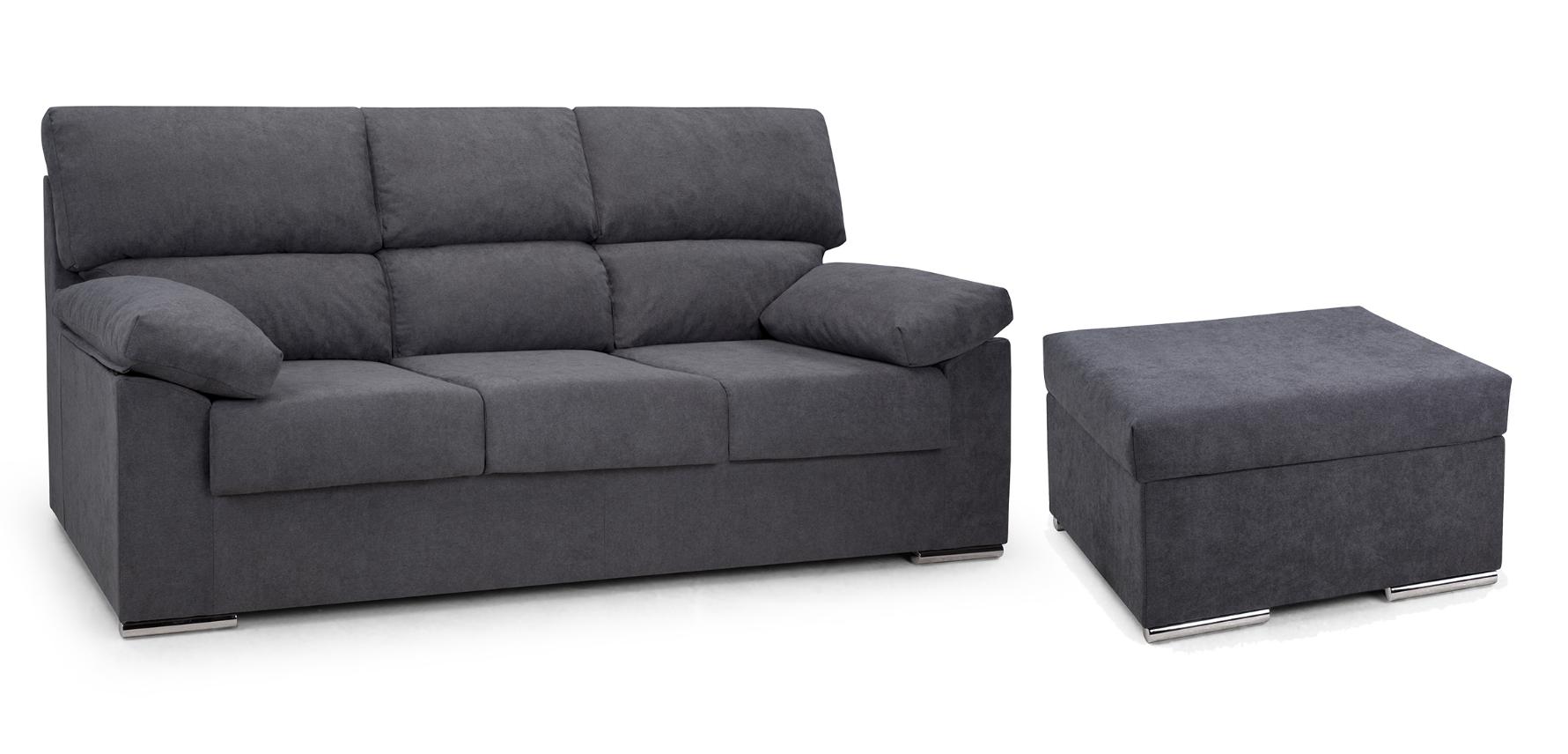 Sofá con puff madera pino y aglomerado